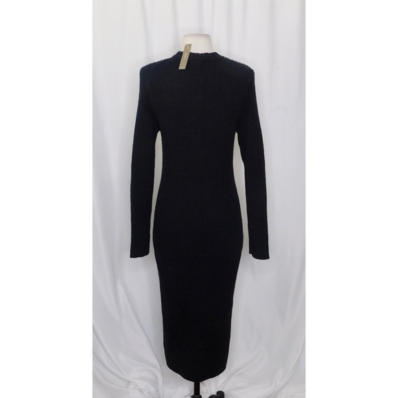 NWT!! J. CREW Ribbed Sweater Dress Solid Black Knit Knitwear Midi Retro Medium - Picture 9 of 15